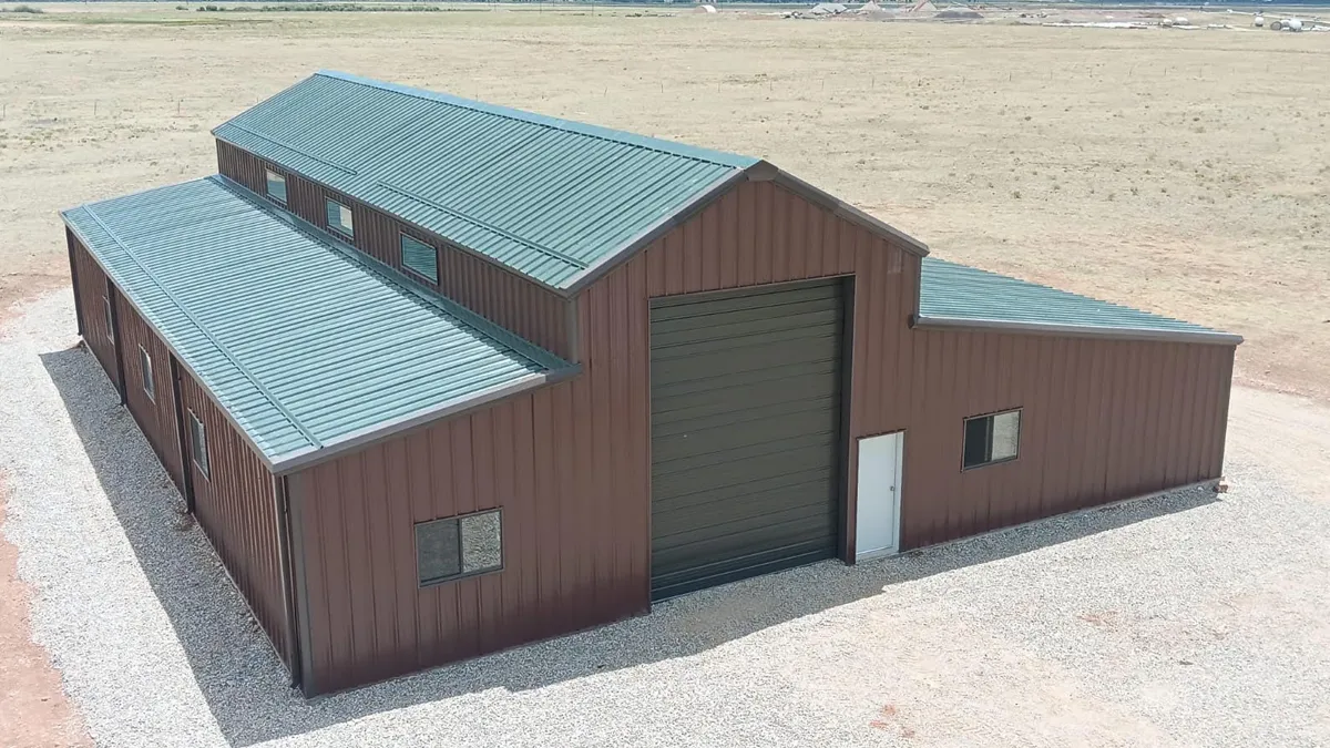 Steel garage with a monitor roof in Kremmling, Colorado