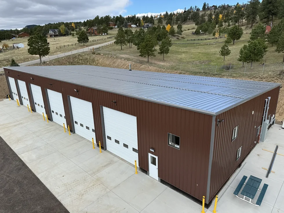 Single-slope roof steel building in Bailey, Colorado